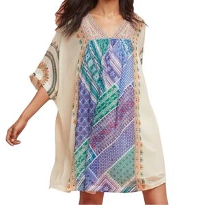 Anthropologie Tanvi Kedia Veena Beaded Caftan Boho Multicolor Mini Dress Size XS